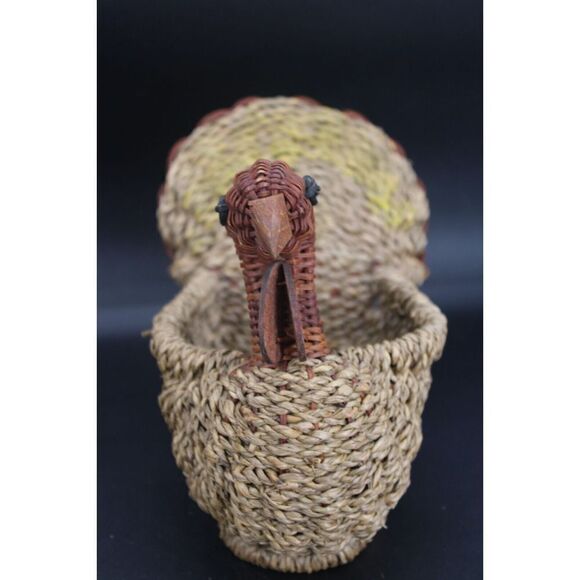 Cornucopia Brown Woven Wicker Horn Of Plenty Basket 17" And Turkey 11" - Picture 5 of 11
